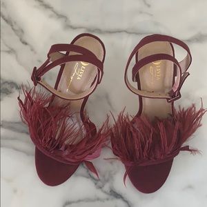 Feather Ankle wrapped heel/burgundy